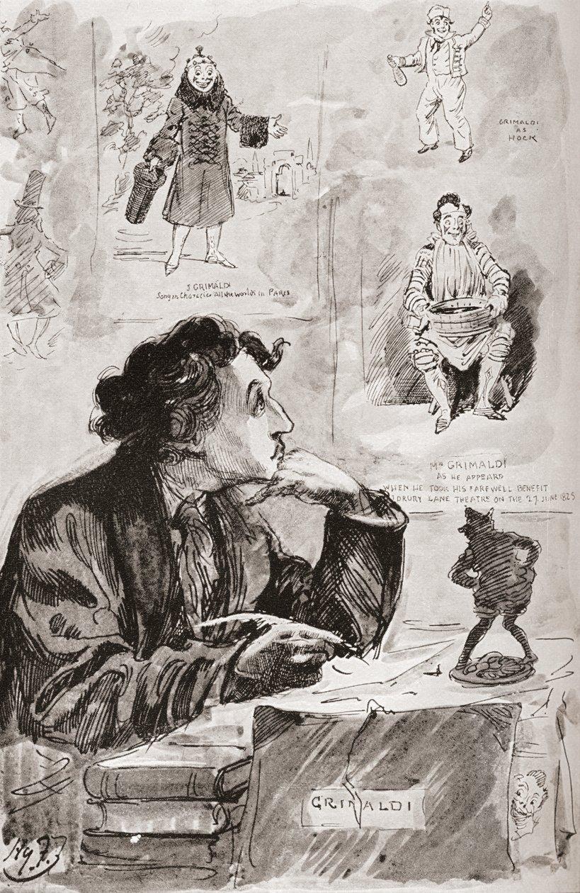 Grimaldi'nin Anıları. Charles Dickens romanı Memoirs of Joseph Grimaldi için Harry Furniss'in çizimi, The Testimonial Edition'dan 1910'da yayınlandı. by Harry Furniss