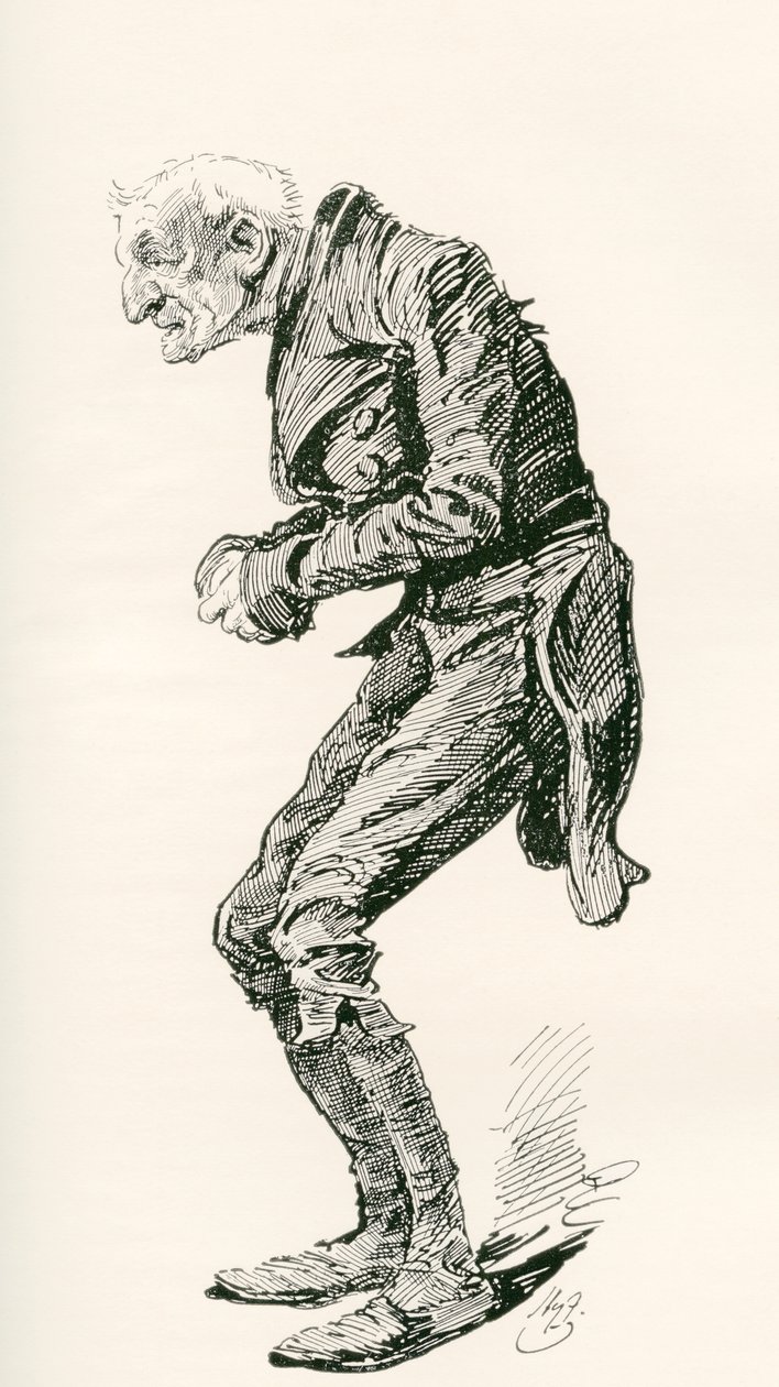 Eski Chuffey. Charles Dickens romanı Martin Chuzzlewit için Harry Furniss'in çizimi, The Testimonial Edition'dan, 1910'da yayınlandı. by Harry Furniss