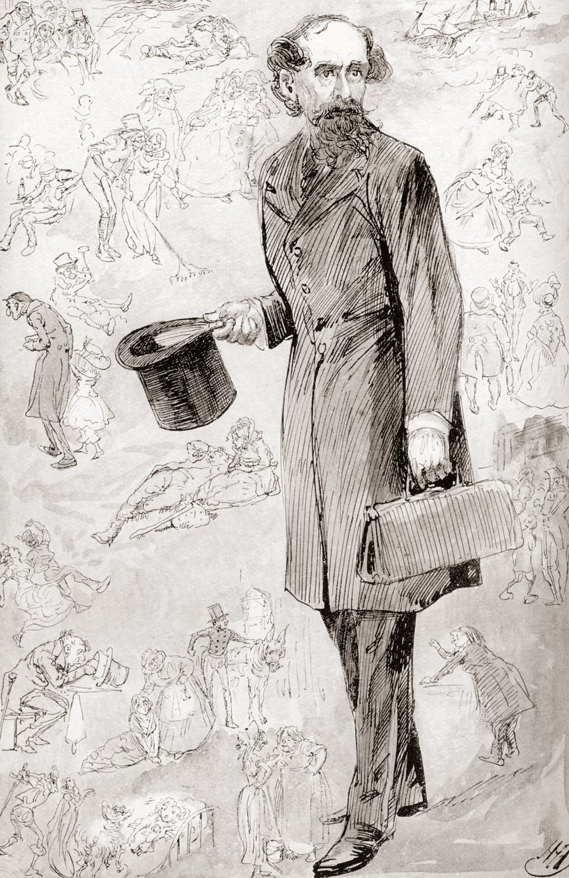 Ticari Olmayan Gezgin. Charles Dickens'ın 1910 tarihli The Testimonial Edition'da yayınlanan The Christmas Books'tan Ticari Olmayan Gezgin adlı kısa öyküsü için Harry Furniss'in illüstrasyonu. by Harry Furniss