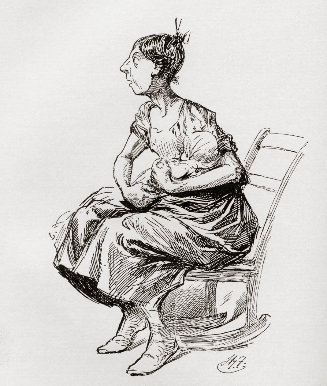 Tilly Slowboy. Charles Dickens'ın The Testimonial Edition of 1910'da yayınlanan The Christmas Books'tan The Cricket on the Hearth adlı kısa öyküsü için Harry Furniss'in illüstrasyonu. by Harry Furniss