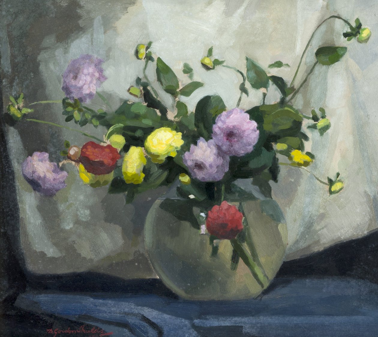 Natürmort, Ponpon Dahlias by Harry Gordon Shields