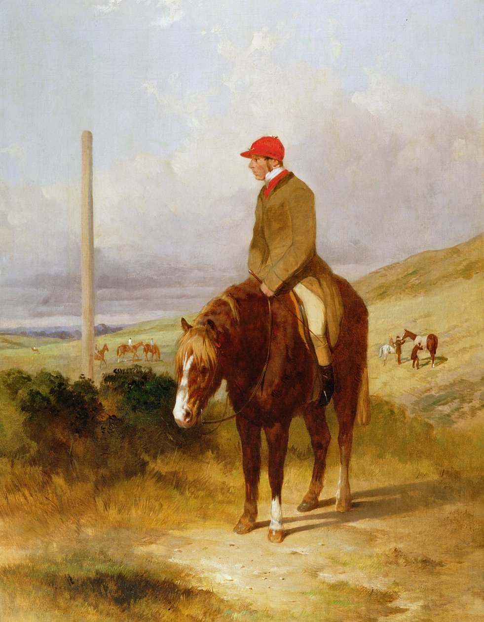 Nat Flatman (1810-60) 1844 Chesterfield Stakes Başlamadan Önce Midillisi üzerinde, 1844 by Harry Hall