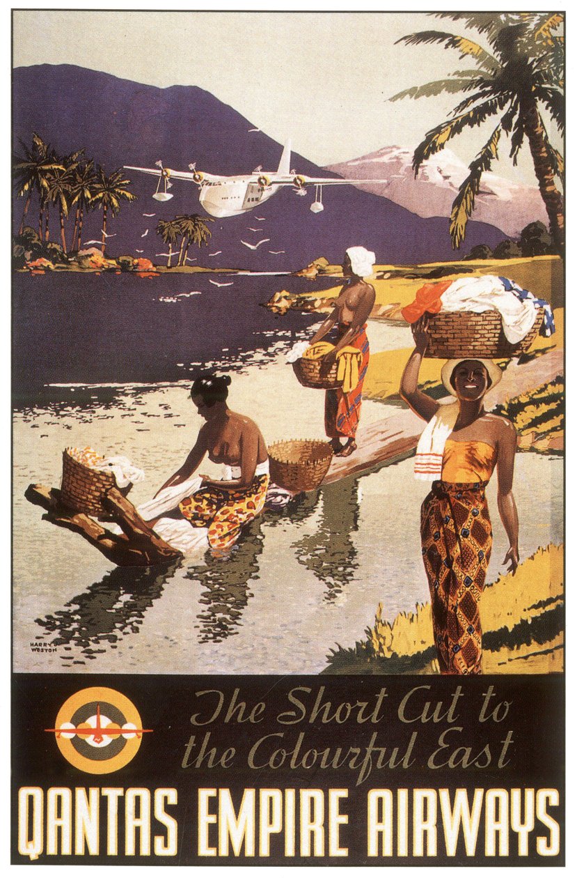 Reklam Qantas imparatorluk havayolları, Kartpostal, c. 1950-1954 (afiş) by Harry J. Weston