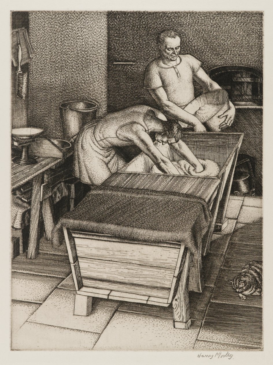 Bakehouse, 1934 (çizgi gravürü) by Harry Morley