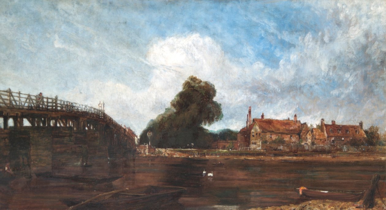 Old Hampton Court Köprüsü, 1875 dolayları (kağıt üzerine suluboya) by Harry Williams