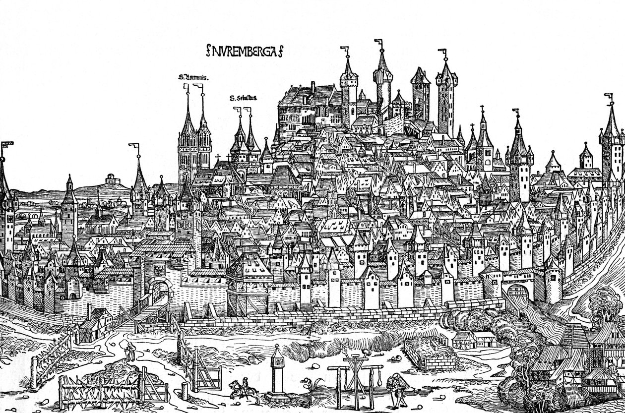 15. yüzyılda Nürnburg manzarası by Hartmann Schedel