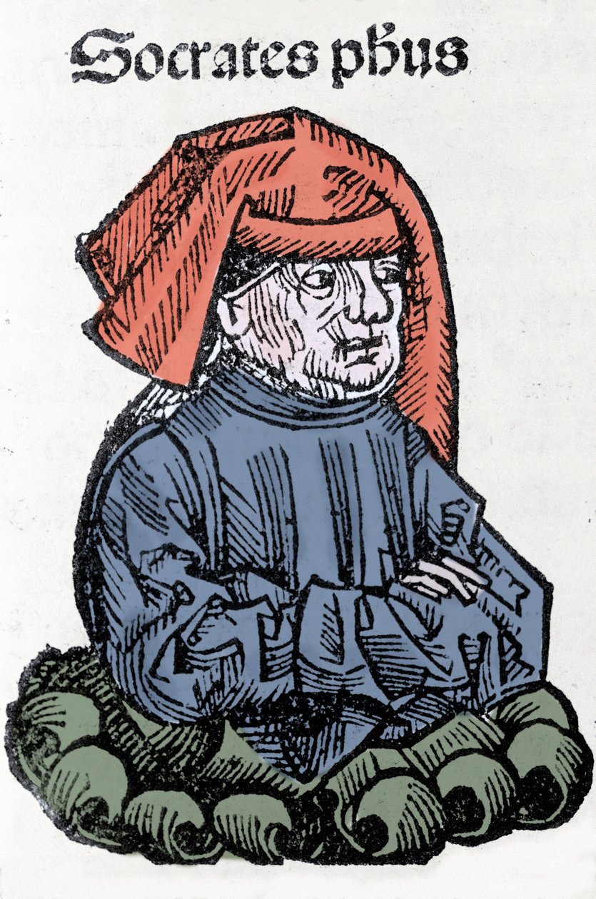 Sokrates'in portresi (MÖ 470-399), Yunan filozofu. Hartmann Schedel'in "" Chronicles of Nuremberg" in Xylography by Hartmann Schedel
