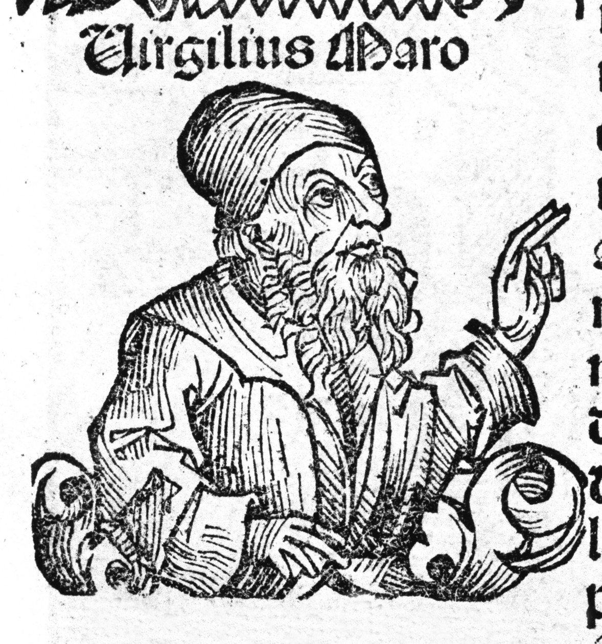 Latin şair Virgil'in portresi (MÖ 70 - MÖ 19). Hartmann Schedel'in "" Chronicles of Nuremberg" in Xylography by Hartmann Schedel