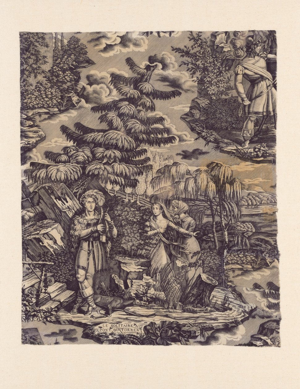 Le Solitaire au Pont du Torrent (Torrent Üzerindeki Köprüdeki Münzevi) (Mobilya Kumaşı) by Hartmann et Fils