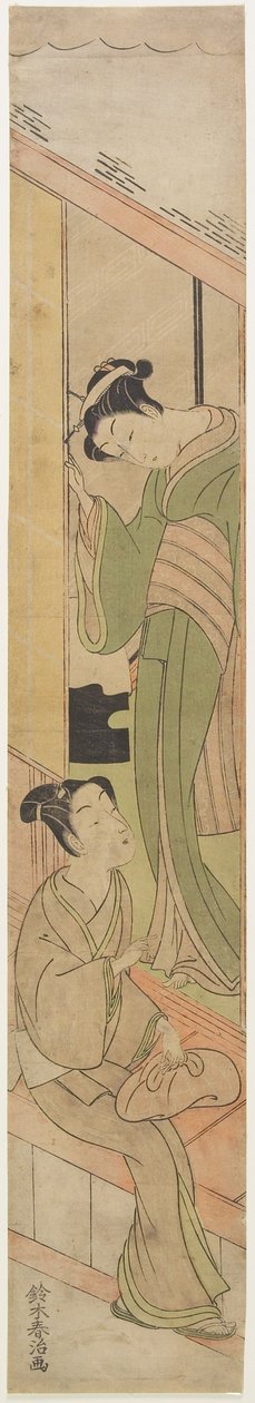 Bir Watatsumi ile Konuşan Genç Adam, 1770 dolayları (renkli tahta baskı) by Haruji Suzuki