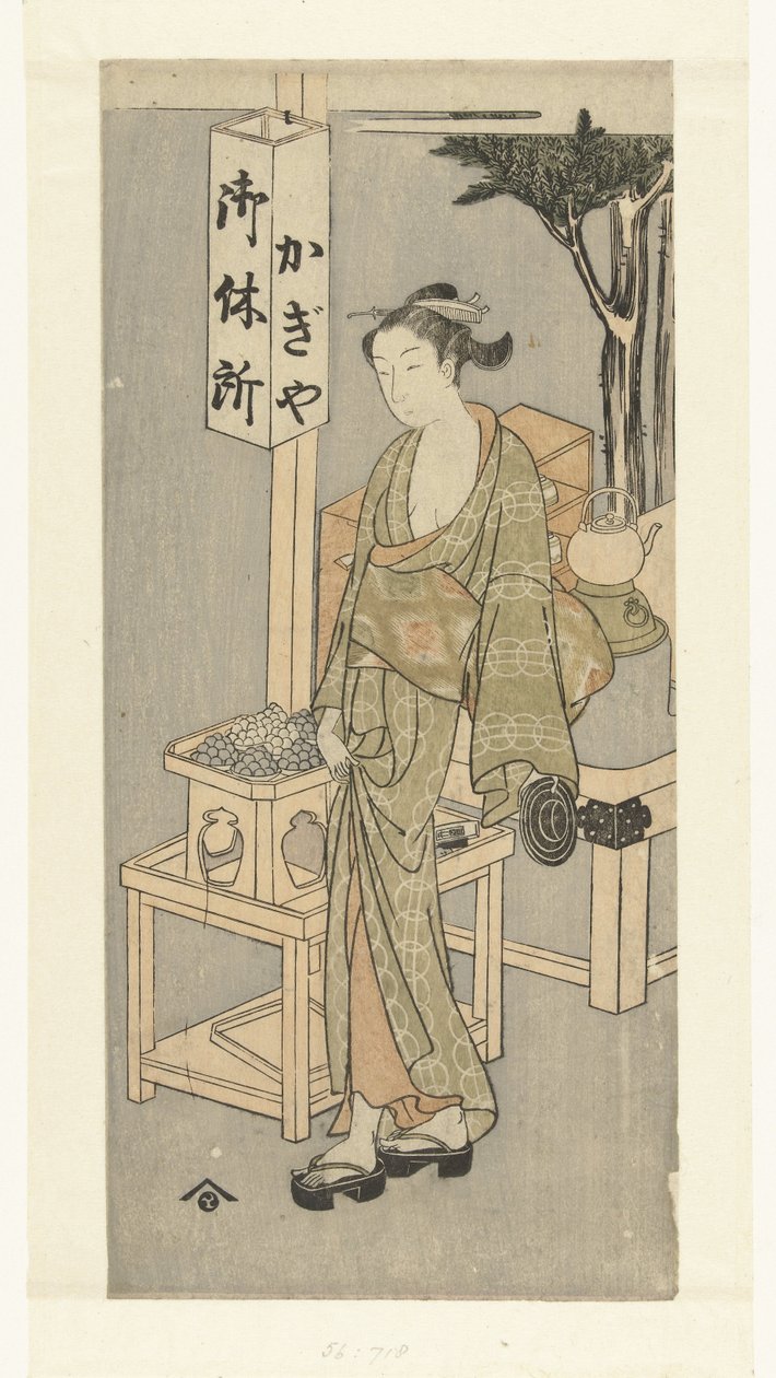 Osen Kagiya çay tezgahında by Harunobu school
