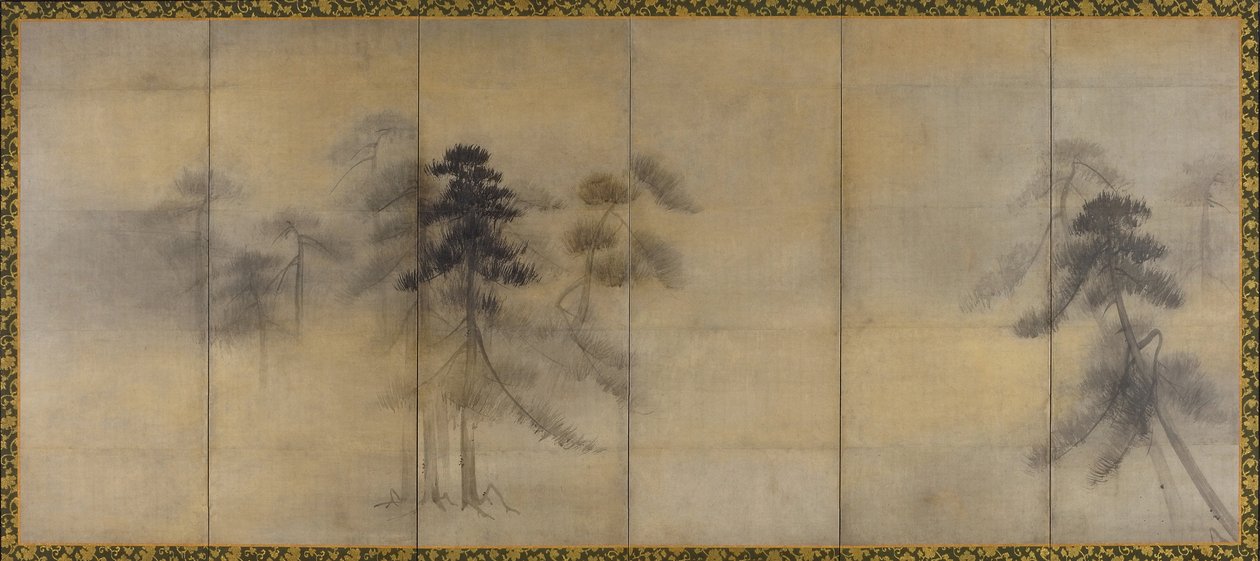 Ay Işığında Çam Ağaçları by Hasegawa Tohaku