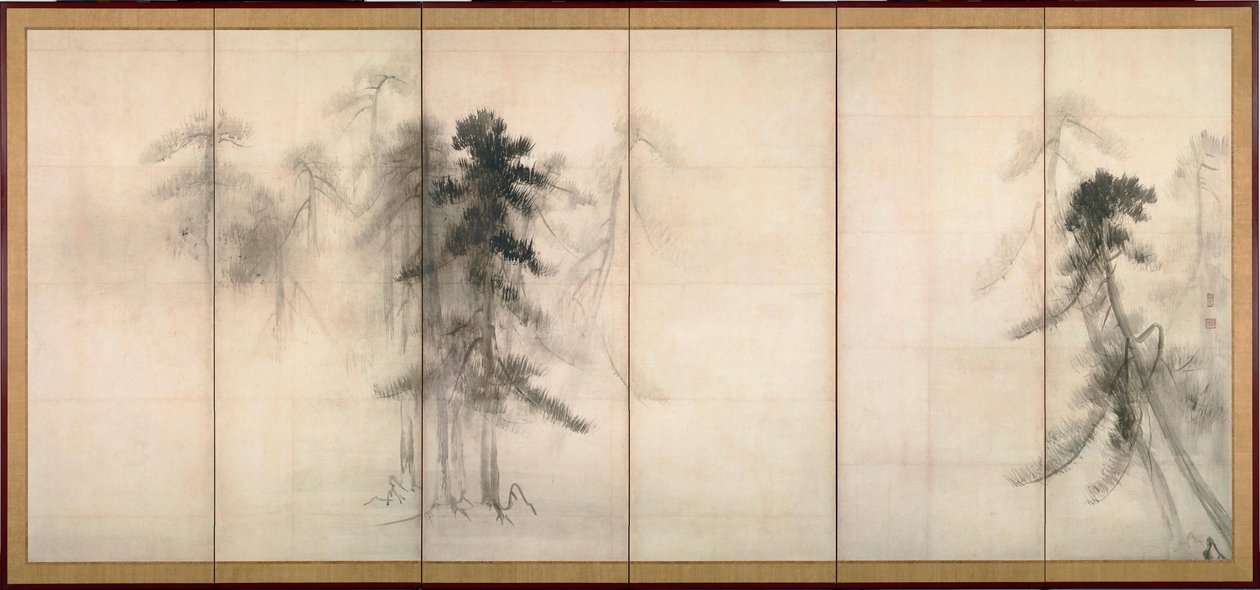 ""pines"" Kağıt üzerine mürekkep Tohaku Hasegawa (1539-1610) 16. yüzyıl Dim 156x356 cm Japonya Tokyo Ulusal Müzesi by Hasegawa Tohaku