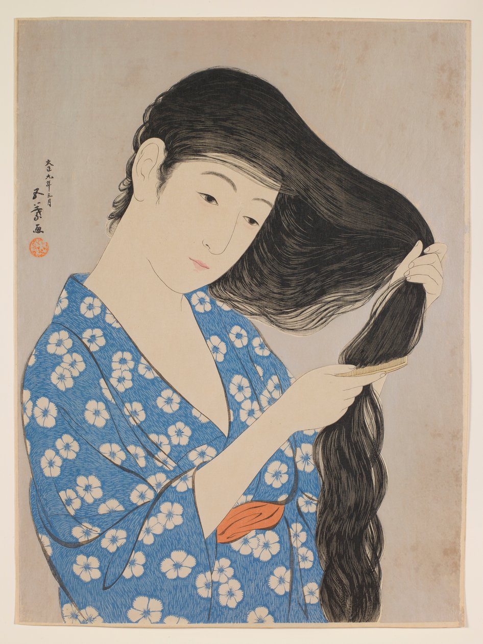 Saçını Taranan Kadın by Hashiguchi Goyô