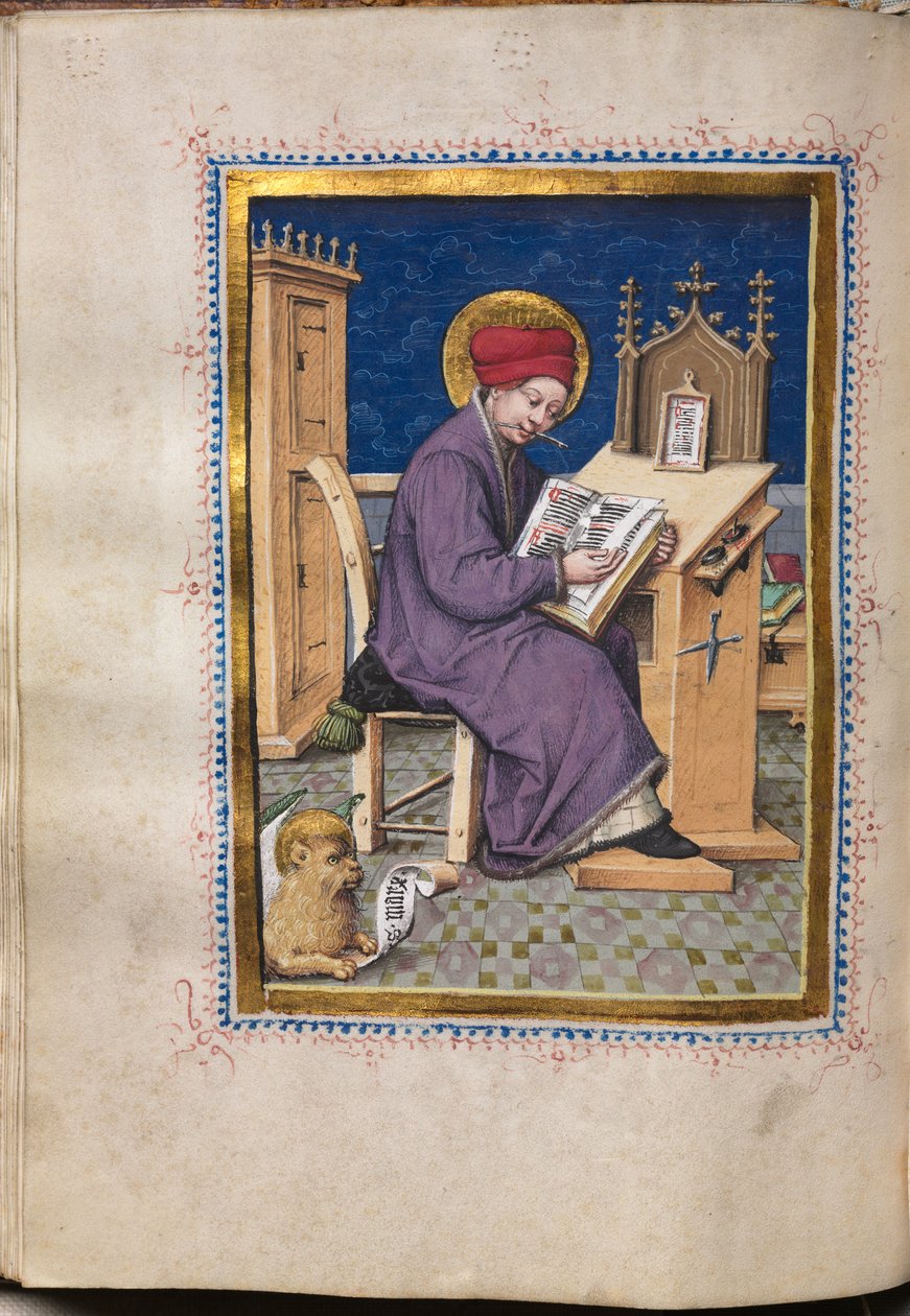 Evangelist Portreleri ile İncil Kitabı: Saint Mark, c. 1480. by Hausbuch Master