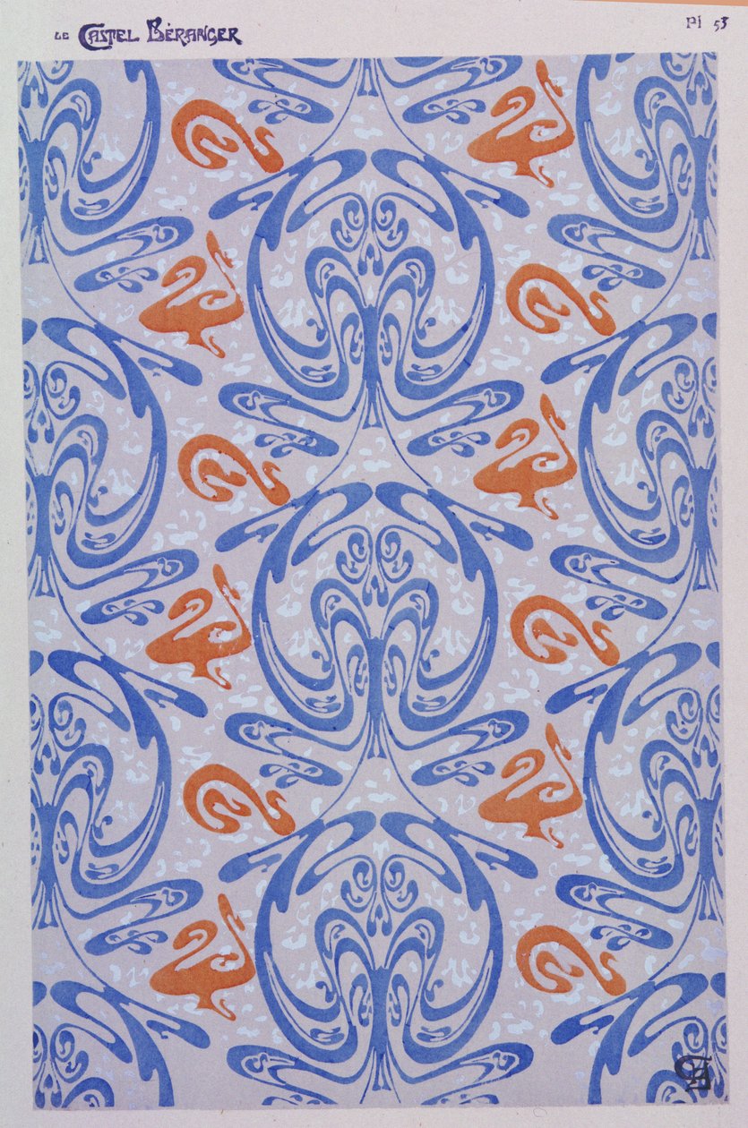 Castel Beranger için süslemeler, Paris, 1894-8, levha 53, Hector Guimard (1867-1942) 1898 
