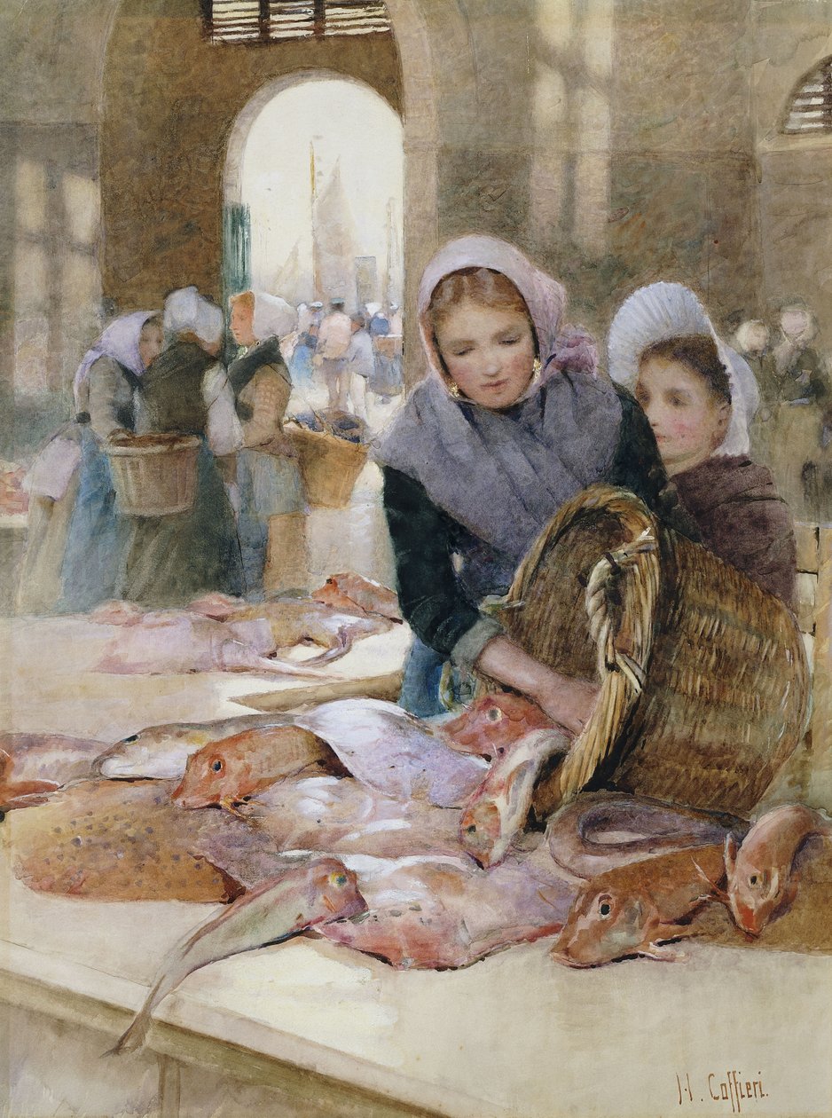Balık Pazarında Kadınlar, Boulogne by Hector Caffieri