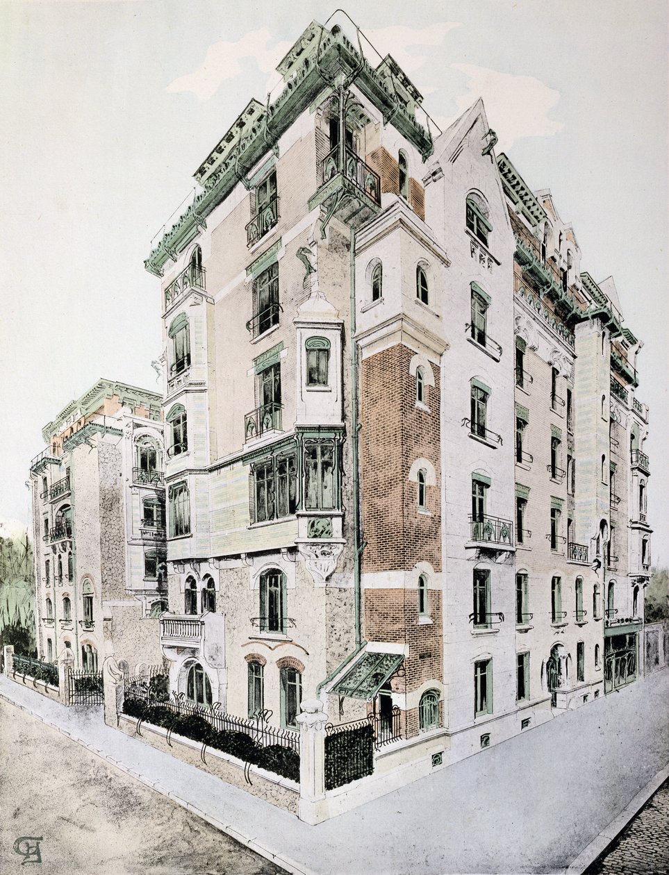 'Castel-Beranger', Hector Guimard'ın (1867-1942) bir kitabından illüstrasyon by Hector Guimard