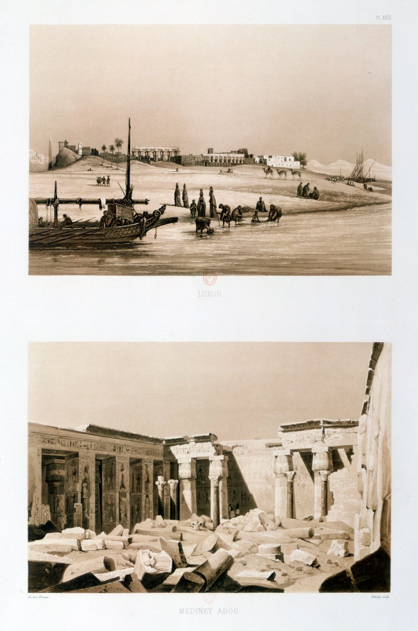 Luksor ve Medinet Habu, Mısır, 1841 by Hector Horeau