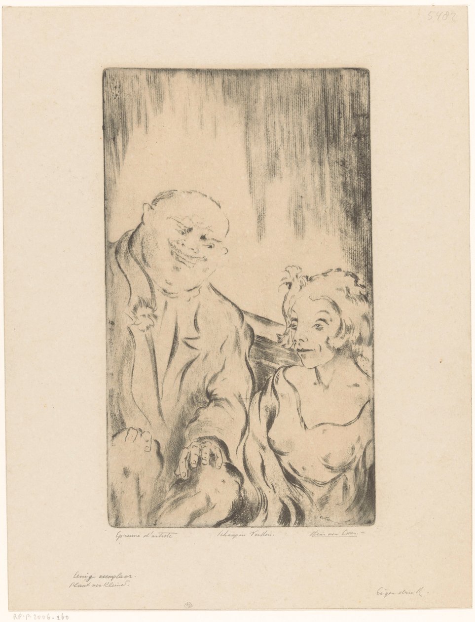 Koyun ve Domuz (nesne üzerindeki orijinal başlık) Erkek ve kadın (dizi adı) by Hein von Essen (signed by artist)