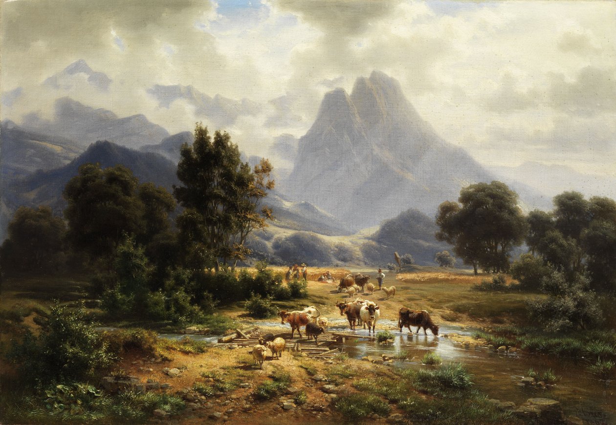 Dağ manzarası by Heinrich Hofer
