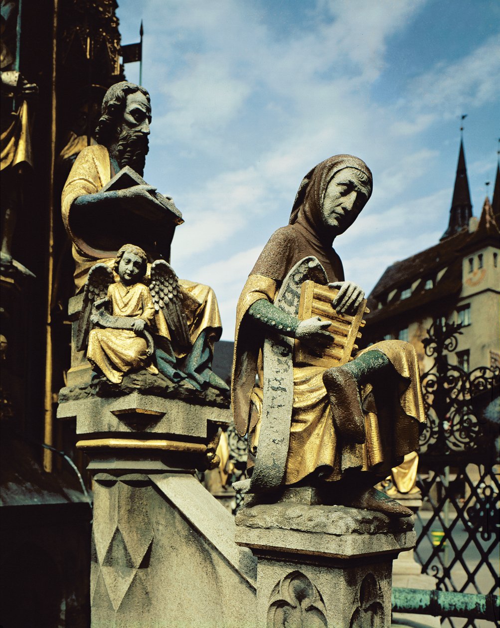 Schoner Brunnen çeşmesi, Aziz Matta detayı ve müziğin kişileştirilmesi, 1385-96 by Heinrich Parler