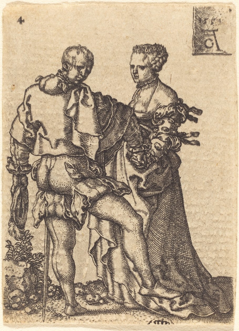 Dans Eden Çift, 1551. by Heinrich Aldegrever