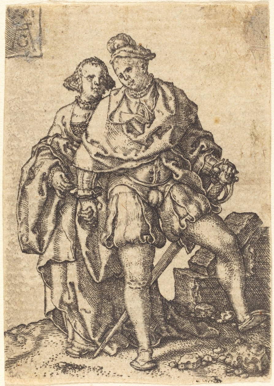 Dans Eden Çift, 1551. by Heinrich Aldegrever