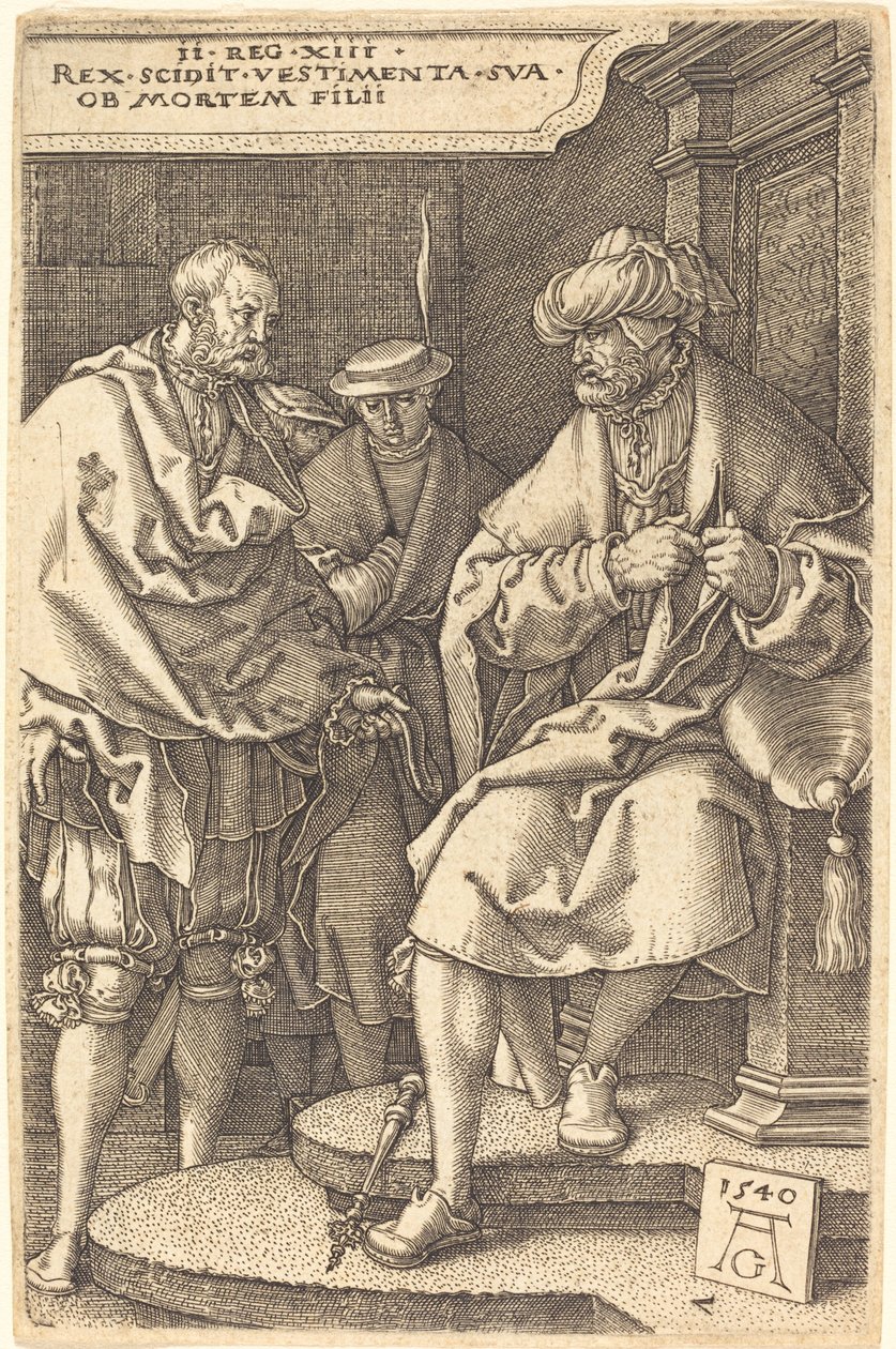 David, Oğlunun Ölüm Haberi Üzerine Cüppesini Çıkarıyor by Heinrich Aldegrever