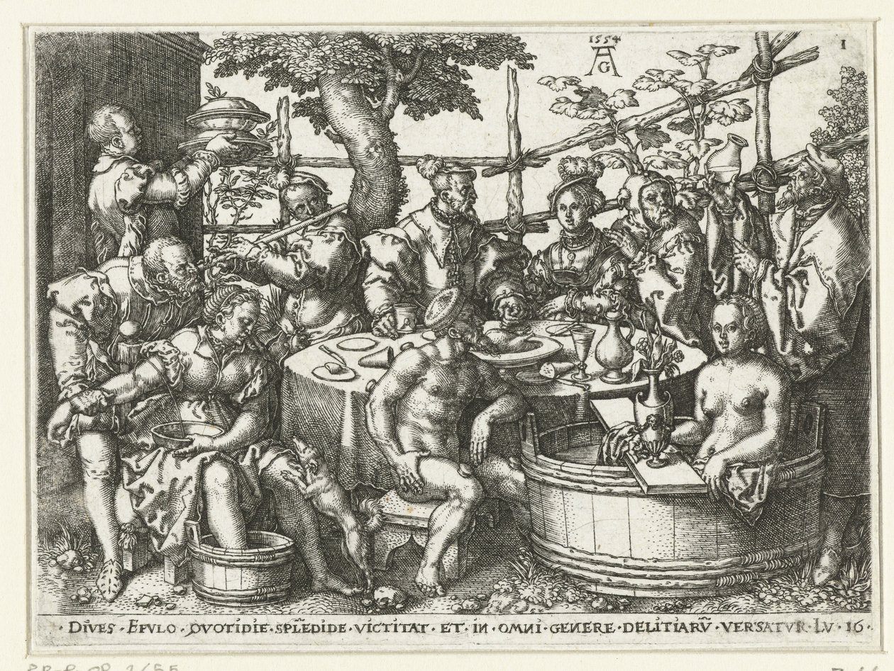 Zengin Adamın Ziyafeti Lazarus ve Zengin Adam benzetmesi (dizi başlığı) by Heinrich Aldegrever