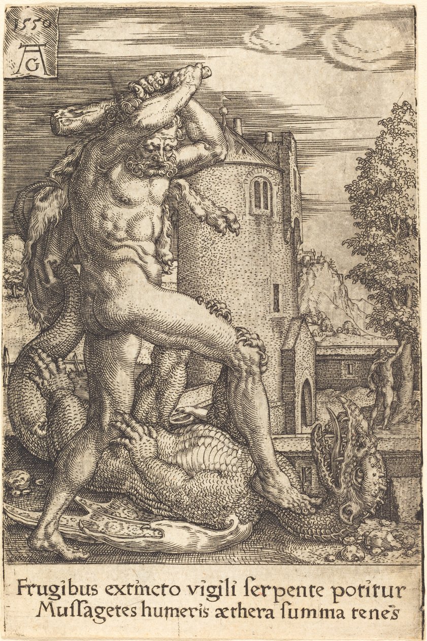 Ejderhayı Öldüren Herkül, 1550. by Heinrich Aldegrever