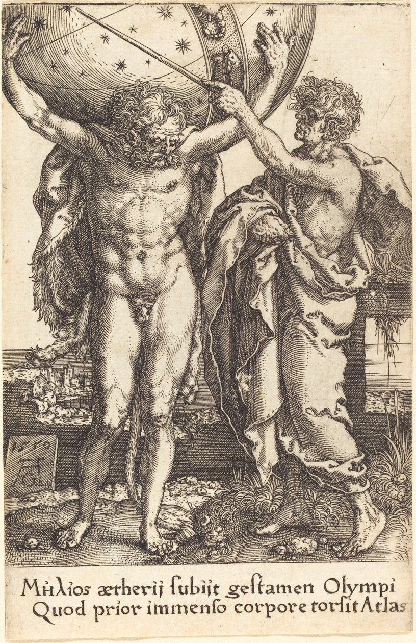 Herkül ve Atlas by Heinrich Aldegrever