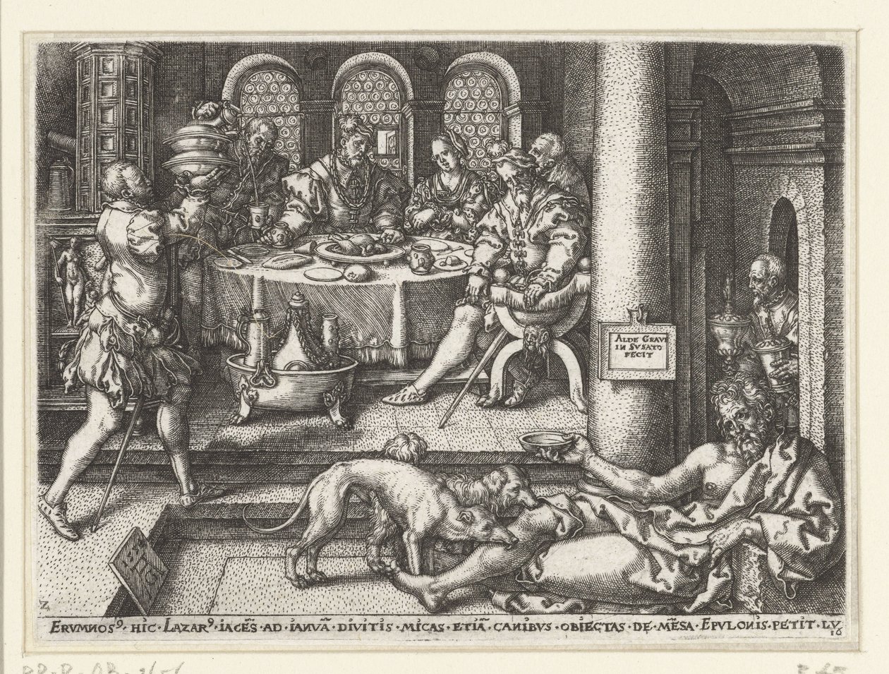 Lazarus zengin adamın kapısında yalvarır Lazarus ve Zengin Adam benzetmesi (dizi başlığı) by Heinrich Aldegrever