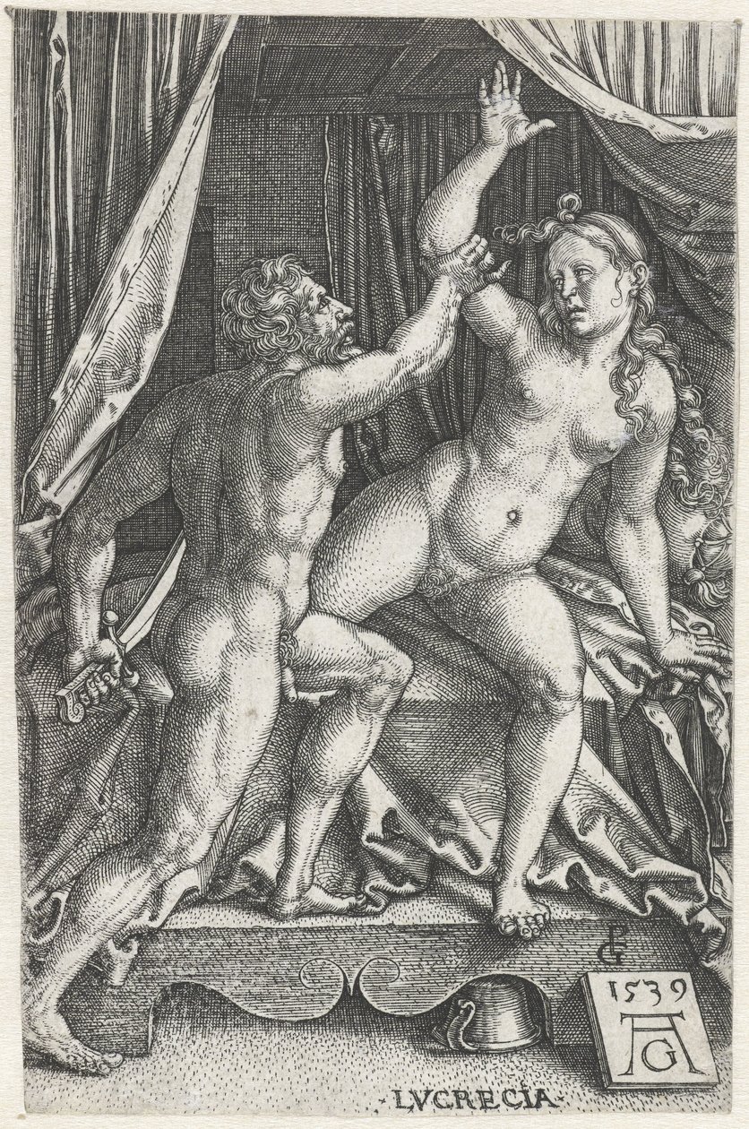 Lucretia en Sextus Tarquinius Lucrecia (nesne üzerindeki başlık) by Heinrich Aldegrever