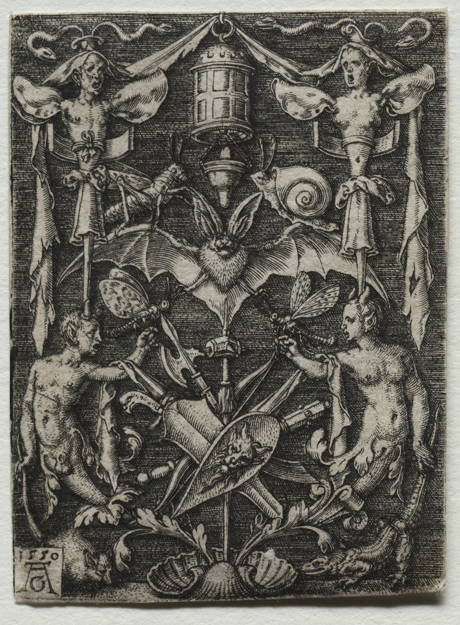 Ortasında Yarasalı Süsleme Tasarımı, 1550. by Heinrich Aldegrever