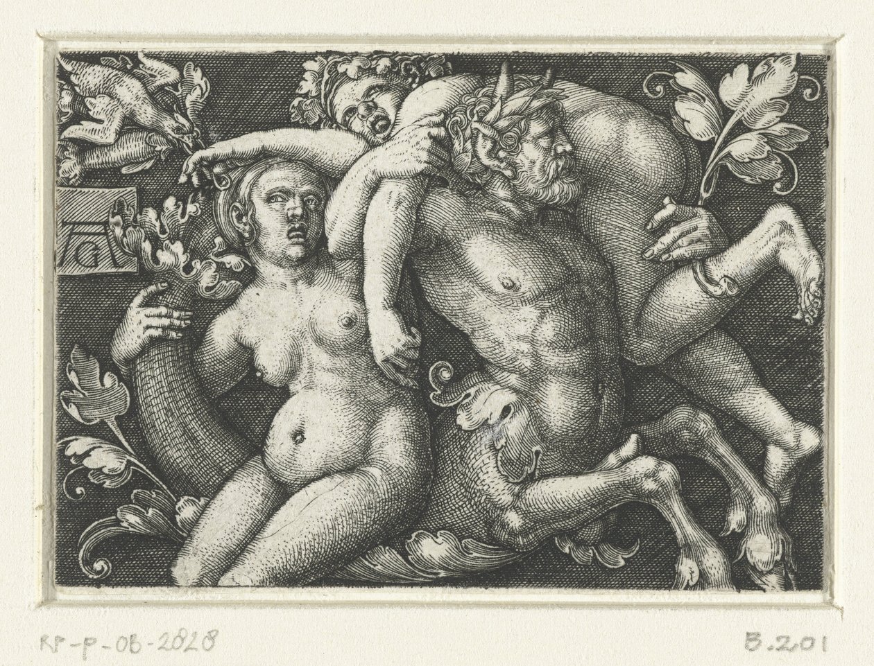 Triton ve iki nereid ile süsleme by Heinrich Aldegrever