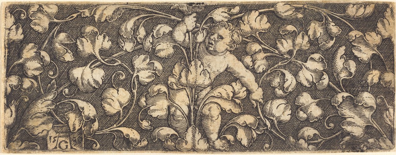 Yapraklı Süsleme ve Merkezde Bir Çocuk, 1539. by Heinrich Aldegrever
