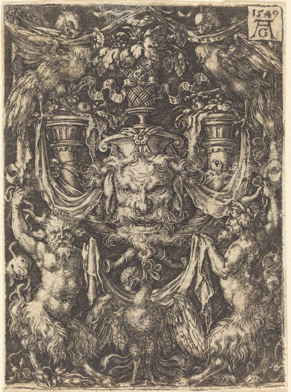 Maskeli Süs, Aşağıdaki Satirler Arasında Kartal, 1549. by Heinrich Aldegrever