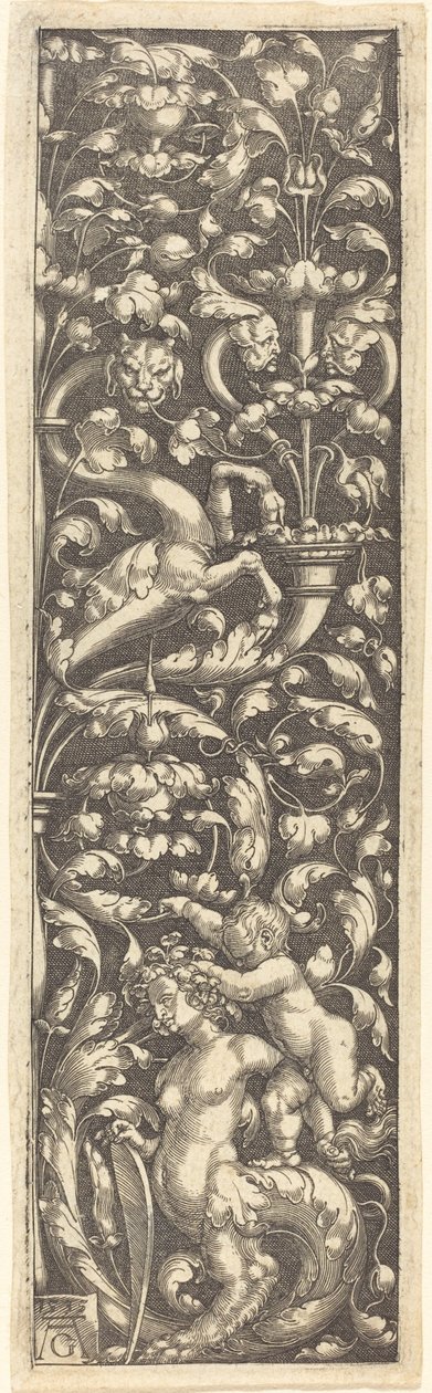 Bir Sfenksin Sırtındaki Bir Çocukla Süsleme, 1535. by Heinrich Aldegrever