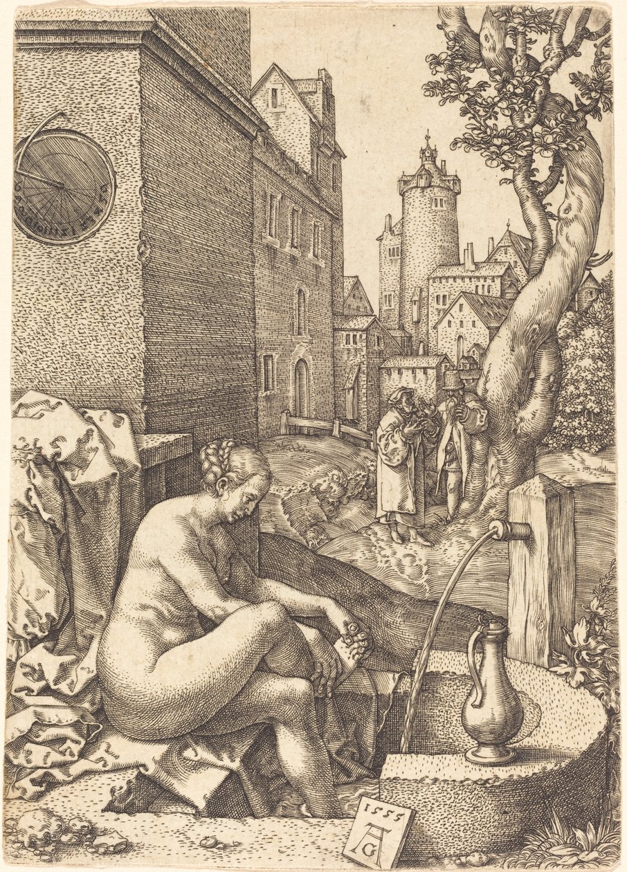 Susanna, İki Yaşlı Tarafından Şaşırdı, 1555. by Heinrich Aldegrever