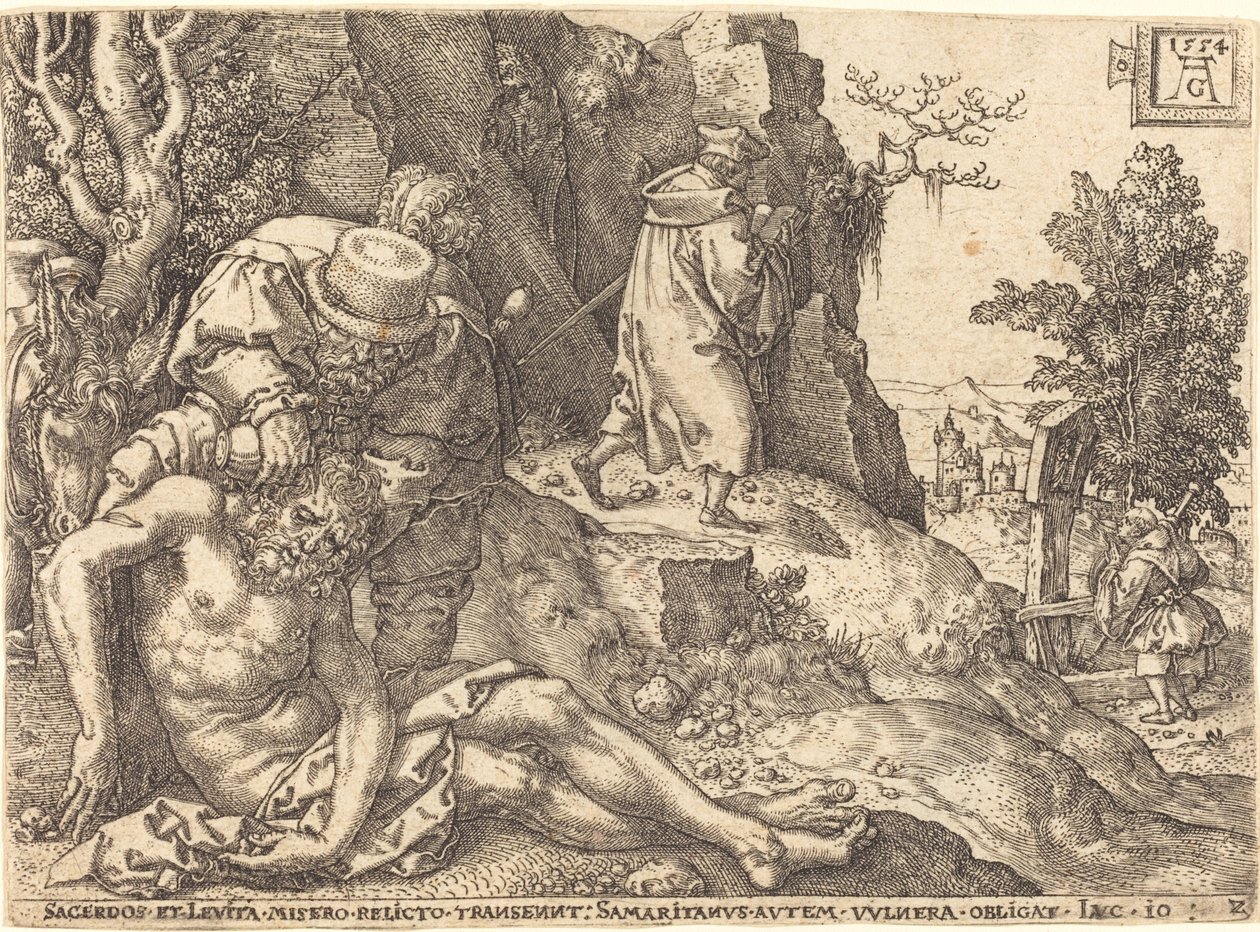 Gezgine Hizmet Eden İyi Samiriyeli, 1554. by Heinrich Aldegrever