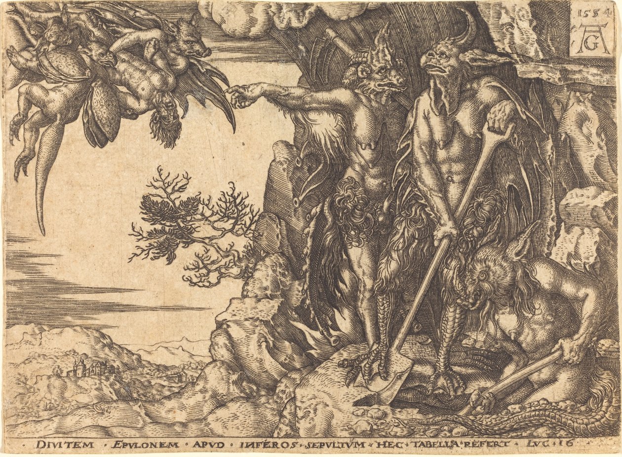 Zengin Adam Şeytan Tarafından Sürükleniyor. by Heinrich Aldegrever