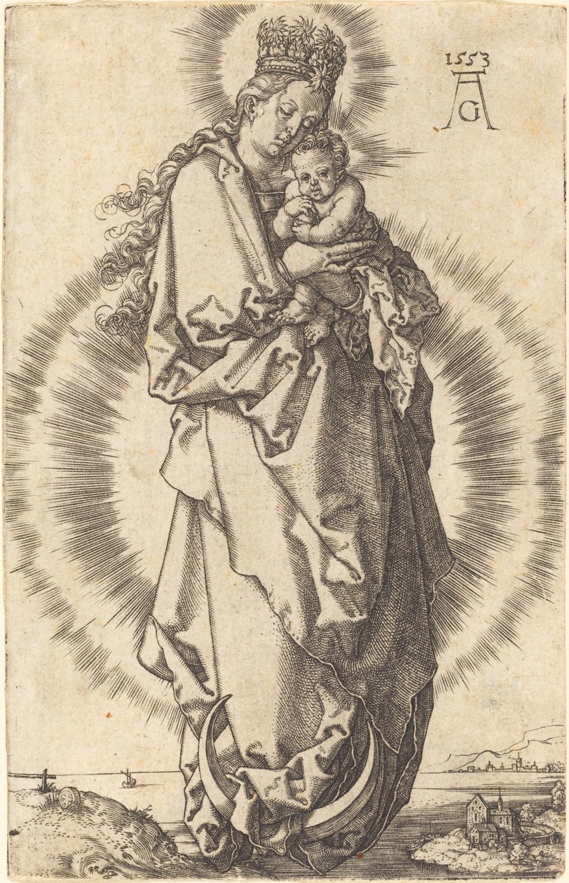 Hilaldeki Çocuklu Bakire, 1553. by Heinrich Aldegrever