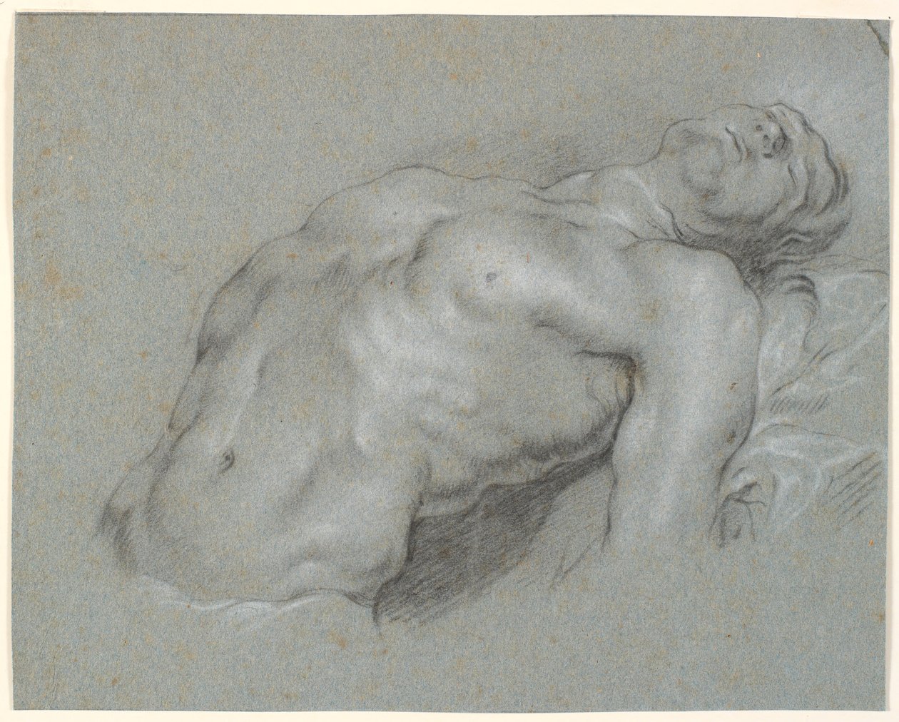 Güçlü bir şekilde yaslanmış erkek modelin üst gövdesi by Heinrich Dittmers
