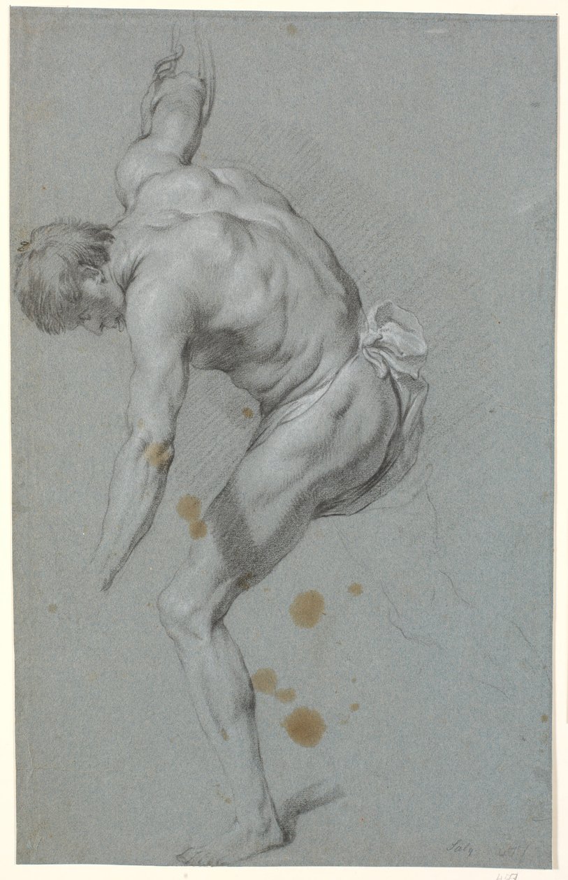 Uzanmış kolları olan öne eğilmiş erkek model ayakta by Heinrich Dittmers