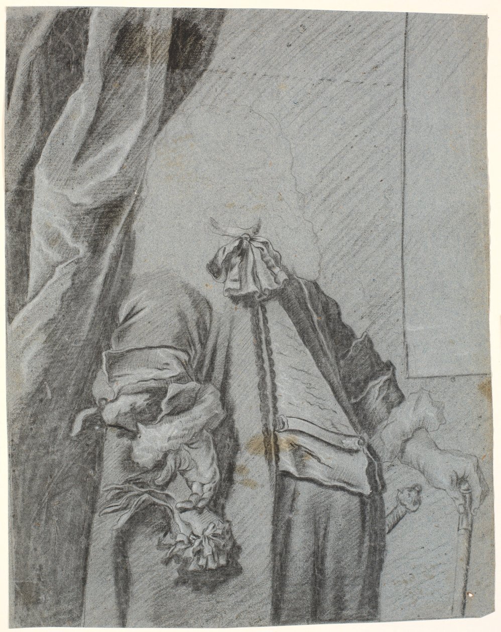 Erkek portre stüdyosu, 3/4 figür, sağ el, tutma eldiveni, yandan destekli, sol el bastonda destekli by Heinrich Dittmers