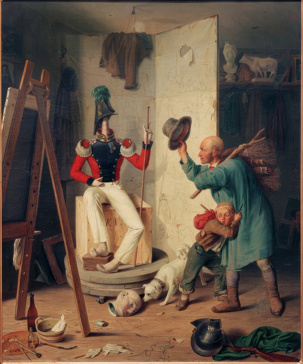 Ressamın stüdyosunda çiftçi by Heinrich Franz Gaudenz von Rustige