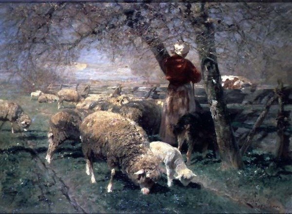 Peyzajda Bir Çoban ve Koyun; by Heinrich Johann von Zugel