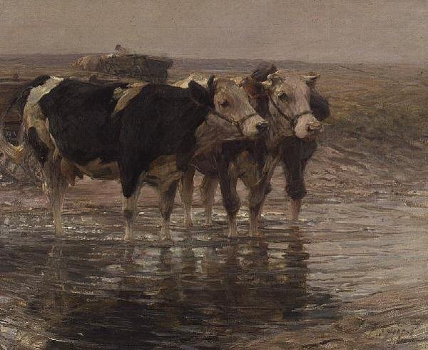 Sığır sulama by Heinrich Johann von Zugel