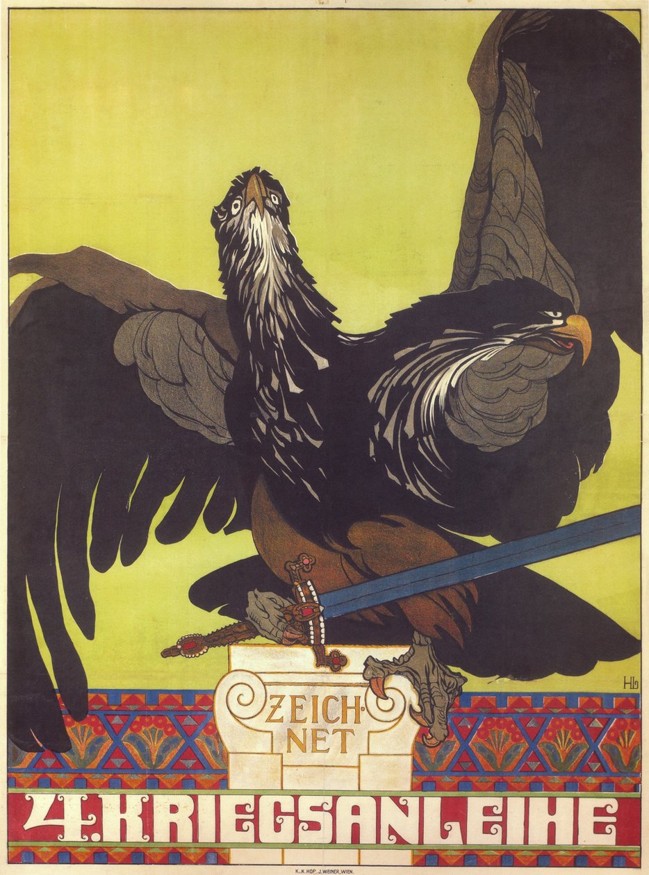 Dördüncü savaş kredisine abone olun - Dördüncü savaş kredisine abone olun - Lefler, Heinrich (1863-1919) - 1916 - Renkli litografi - Özel Koleksiyon by Heinrich Lefler